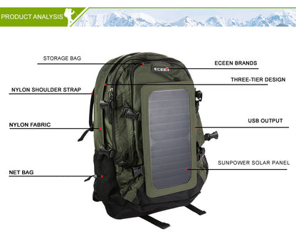 Solar Hiking Backpack 6.5W – 30L Travel Daypack for 17" Laptop
